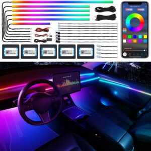 Dreamcolor Acrylic Interior Car LED Strip Light, RGB 18 in 1 with 175 inches 600 LEDs Ambient Lighting Kits, Dual Zone Sound Active LED Strip for Car