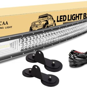 PICAA LED Lichtleiste, Gebogene 52 Zoll 130 cm 675W DREI Reihen LED Lichtern, mit magnetischer Halterung für Off-Road 4WD, SUVs, ATVs, UTVs, Lastwagen 12V