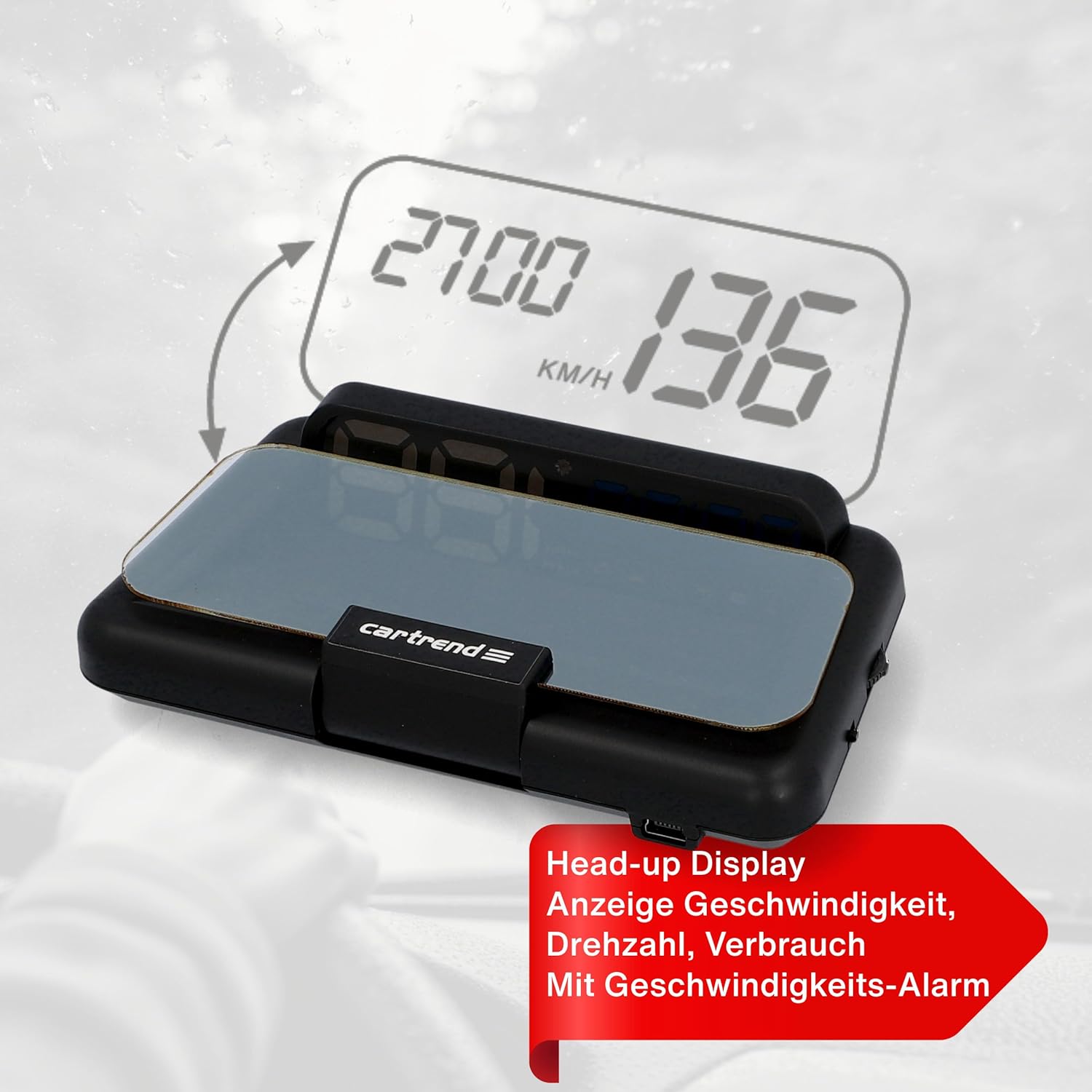 Head Up OBD2 & HUD Display Geschwindigkeitsmesser Auto Tachometer Wassertemperaturmesser Motordrehzahl, Preis-Leistungssieger, 12 V - Image 3